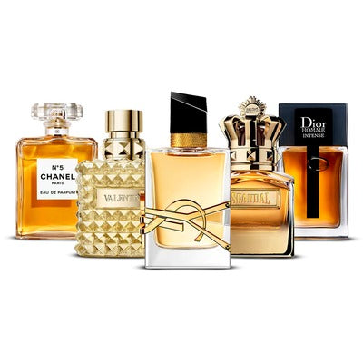 Kombination aus 5 Parfüms – Chanel Nº5, Valentino Uomo, Yves Saint Laurent Libre, Scandal Pour Homme and Dior Homme Intense [100 ml each]